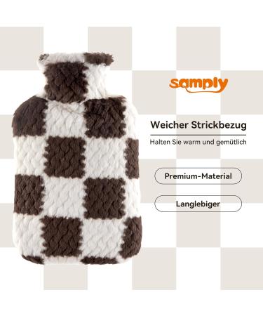 Buy SAMPLY 2L Hot Water Bottle with Soft Cover | Fluffy Bed Bottle for Kids & Adults | Perfect Gifts for Women - Brown & White - Buy Online on GoSupps.com