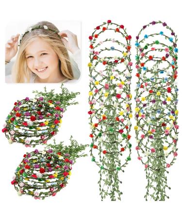 WILLBOND 48 Pcs Lady Girl Flower Crown Women Floral Garland Headbands Fairy Wreath Green Leaves Flower Girl Headpiece for Women Girls Wedding Festival Holiday Party Photography Props - Buy Online on GoSupps.com