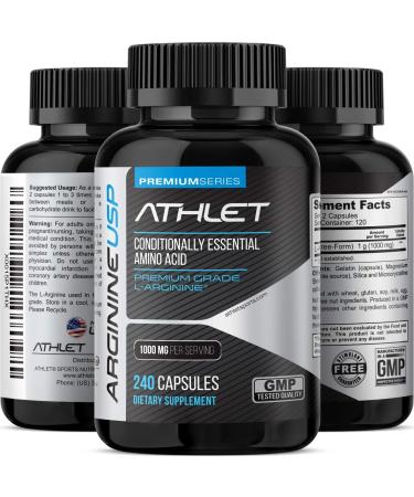 L-Arginine 1000mg Caps - High Potency Nitric Oxide Support for Energy & Endurance | 240 Count - Buy Online on GoSupps.com