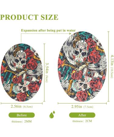 3-Pack Cleaning Kitchen Sponges Oval Skull Rose Kitchen Cellulose Dishwashing Wood Pulp Cotton - Buy Online on GoSupps.com