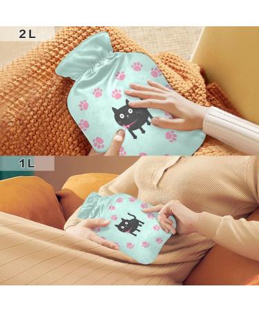 Shop Hot Water Bottle 2L with Cat & Paw Print Cover | Pain Relief & Winter Warmer for Hands & Feet - International Shipping Available - Buy Online on GoSupps.com