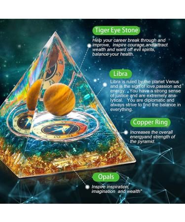 HuiJuKeJi Orgonit Pyramid Libra Crystals Stone Constellation Gifts - 12 Constellations & Tiger Eye Stone Birthstone for Astrology Energy Healing Reiki Chakra Meditation Pyramid 6cm -Libra - Buy Online on GoSupps.com