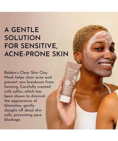 BOLDEN Clear Skin Clay Mask with Sulfur | Deep Pore Cleansing Breakout Prevention & Oil Reduction | Best for Sensitive Skin | 3.5 fl oz - Buy Online on GoSupps.com