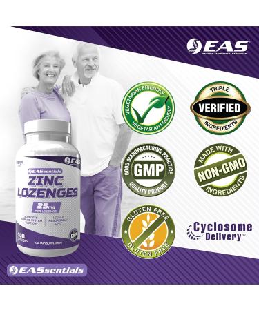 EAS Zinc Lozenges | Highly Absorbable with No Fillers or Additives | Supports Immune Function | Gluten Free, Non GMO | 100 Lozenges (Orange Flavor) - Buy Online on GoSupps.com