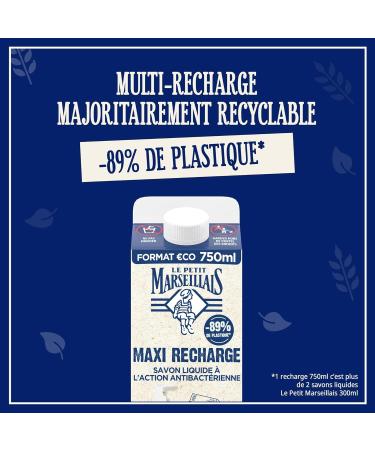 Le Petit Marseillais | Maxi Refill Liquid Soap with Antibacterial Action (750 ml brick) Liquid soap refill for - Buy Online on GoSupps.com