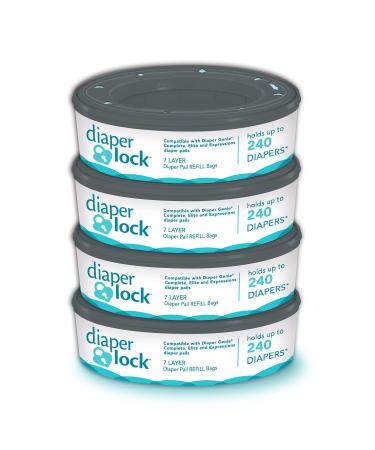 Diaper Lock Refills, Compatible with Diaper Genie | 240 Count (4-Pack) | Compatible with All Diaper Genie Pails