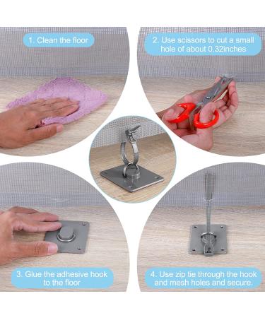 Grey Mesh Dog Gate Floor Adhesive Hook (2 Pack) | Retractable Pet Gate Accessories for Safety | Prevent Babies & Dogs from Going Under Gate - Buy Online on GoSupps.com