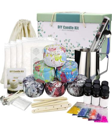 Candle Making Supplies Kit for Adults Kids, DIY Scented Candle Making Kits Including Soy Wax Wicks Scents Oils Dyes Melting Pot Tins Spoon, Festival