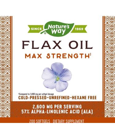 Nature's Way Flax Oil Max Strength 1300 mg - 200 Softgels | Premium Omega-3 Supplement - Buy Online on GoSupps.com