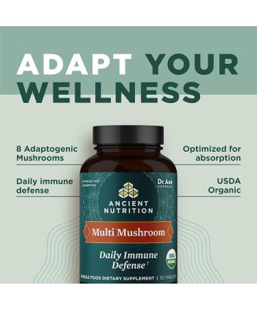 Ancient Nutrition Mushroom Supplement Organic Multi Mushroom Immune Support Tablet Supports Stress Response Gluten Free Paleo and Keto Friendly 60 Count - Buy Online on GoSupps.com