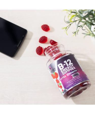 High Absorption Vitamin B12 Gummies 4500mcg for Energy Support - 60 Plant-Based Vegan Gummies, Raspberry Flavor - Adults & Kids - Buy Online on GoSupps.com