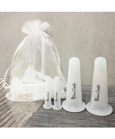 Silicone Massage Buttons Set - 4 Pieces (2M+2S) for Face & Body - Chinese Cupping Therapy - White - Buy Online on GoSupps.com