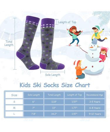 Kids Merino Wool Ski Socks - Lightweight & Warm - Blizzard Purple - 9-12 Years - Buy Online on GoSupps.com