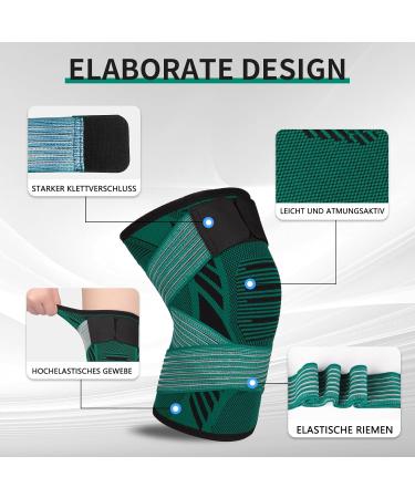 Kniebandage f r Frauen & M nner - 2 St ck Knieunterst tzung mit verstellbaren Riemen & rutschfestem Silikon f r Sport Arthritis Bandverletzung Meniskusverletzung (M Dunkelgr n) - Buy Online on GoSupps.com