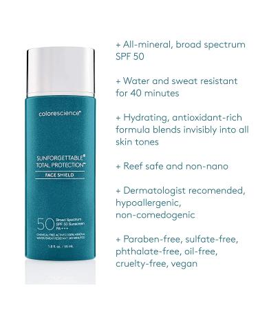 Colorescience Total Protection Face Shield SPF 50 - 1.8 Fl Oz | Broad-Spectrum Sunscreen - Buy Online on GoSupps.com