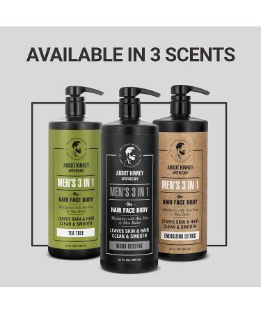 Abbot Kinney Apothecary Men's 3-in-1 Moisturizing Shampoo, Conditioner, and Body Wash - Wood Reserve 32oz - Buy Online on GoSupps.com
