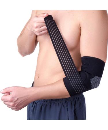 Compression Elbow Brace - Tennis Elbow Sleeve & Support Strap for Tendonitis Relief | Perfect for Golf Tennis & Everyday Use - Black S/M - Buy Online on GoSupps.com