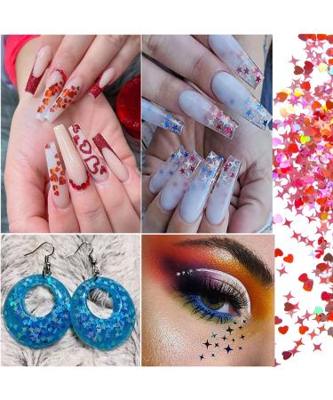 40g Holographic Red Heart Chunky Glitter Flakes - Nail Art & Craft Sequins - Buy Online on GoSupps.com