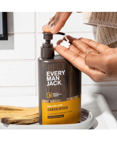 Every Man Jack Sandalwood Hand & Body Lotion - 13.5oz (Pack of 3) - Dermatologist Tested, Hypoallergenic, Lightweight Formula for All Skin Types - Buy Online on GoSupps.com