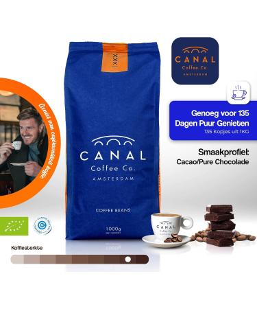 Verdi coffee group Organic Coffee Beans 1kg 100 Arabica Dark Roast Intense Espresso Flavor with Chocolate & Nuts Intensity 89 Whole Beans for Espresso Lungo & Cappuccino Canal Coffee Amsterdam Deep notes of chocolate and roasted nuts 1kg - Buy Online on GoSupps.com