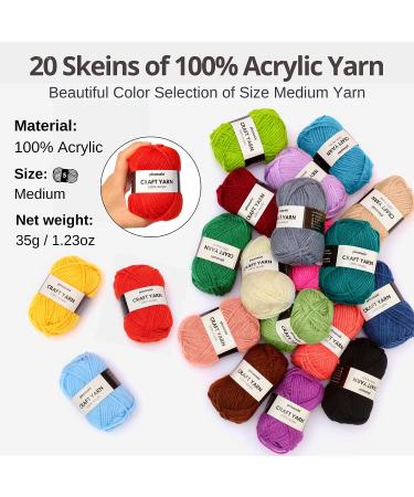Beginner Crochet Kit for Adults and Kids - Amigurumi and Crocheting Projects - 20 Colors Yarn, Hooks, Book, Bag - All-in-One Crochet Starter Kit - Buy Online on GoSupps.com
