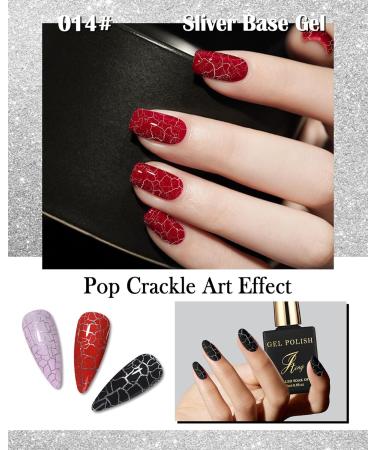 Sliver Base Gel Nail Polish for Crackle Nail Gel Glue Polish Dazzling Cool Crackle Pattern Effect Increase Nail Shine Long Lasting & Quick Drying Protect Nail UV LED Lamp Needed Gel Glue Polish-014 Silver Base Color 014 - Buy Online on GoSupps.com