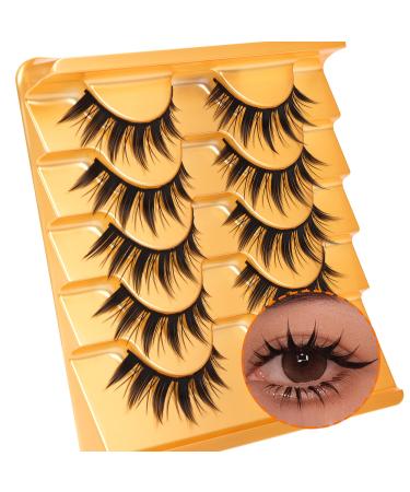 Manga Lashes Anime False Eyelashes Anime Spiky Fake Lashes Natural Wispy Doll Eye Lashes 5 Pairs Cosplay Mink Eyelashes Pack by wtvane Style A1