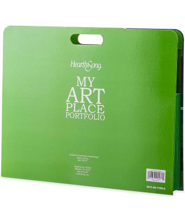 HearthSong Art Place Portfolio - 8 Expandable Color Coded Files for Kids Artwork Organization - Green Collage - 19 x 15.25 - With Handles - Buy Online on GoSupps.com