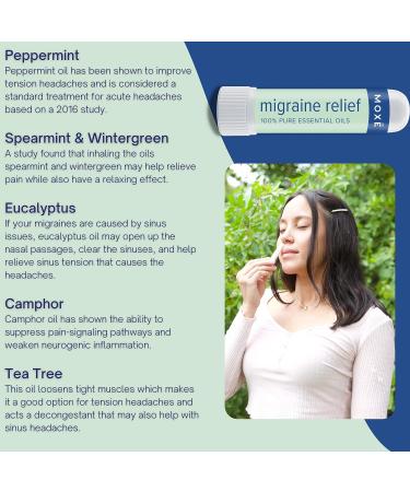 MOX Migraine Relief Nasal Inhalers - Essential Oils for Headaches & Tension Relief - Portable Aromatherapy - Peppermint, Spearmint, Eucalyptus, Tea Tree - 3 Pack, USA Made - Buy Online on GoSupps.com