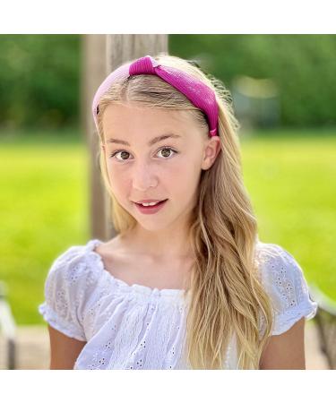 FROG SAC Girls' 3-Pack Top Knot Headbands - Cute Two Tone Knotted Headband Set for Kids - Fashion Hair Accessories in Purple, Pink, Blue - Buy Online on GoSupps.com