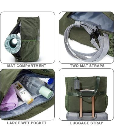 BOCMOEO Waterproof Yoga Mat Bag for Women | Shoulder Gym Bag with Mat Holder & Wet Pocket | Ideal for Gym, Yoga, Pilates, Travel, Beach | Green - Buy Online on GoSupps.com
