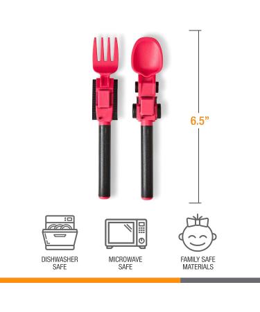 Dinneractive Construction Themed Utensil Set for Kids - 2-Piece Fork and Spoon for Toddlers in Fuschia - Buy Online on GoSupps.com