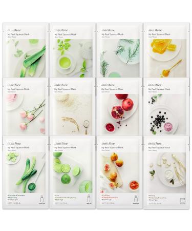 innisfree My Real Squeeze Face Sheet Mask Variety, 12-Pack