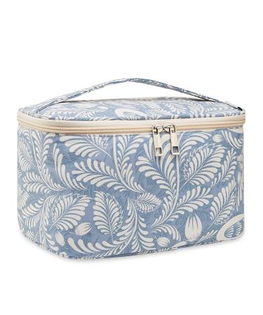 Blue Leaf Travel Makeup Bag for Women - Medium Size Cosmetic Organizer Case - Buy Online on GoSupps.com