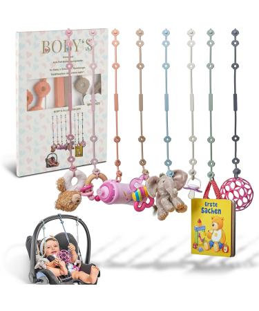 Boby's Cup catcher baby 2 pack/BPA-free stroller toy chain/stretchable baby cup holder strap/pacifier chain for baby gadgets such as drinking cups or bite ring as stroller accessories sand/muted