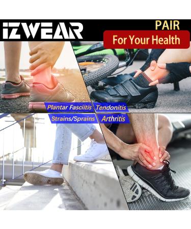 Ankle Brace Pair for Plantar Fasciitis & Sprained Ankle | Copper Infused Compression Support Sleeves for Men & Women - Large - Buy Online on GoSupps.com