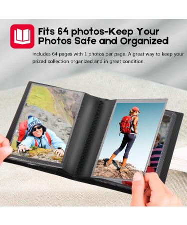5x7 Black Mini Photo Album - Holds 64 Pictures, with Elastic Band - Kids Art Storage - Buy Online on GoSupps.com