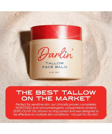Darlin Skincare Tallow Face Balm - Organic Grass-Fed Moisturizer for Glowy Skin | Nontoxic Beauty for Acne Eczema & Rosacea - Buy Online on GoSupps.com
