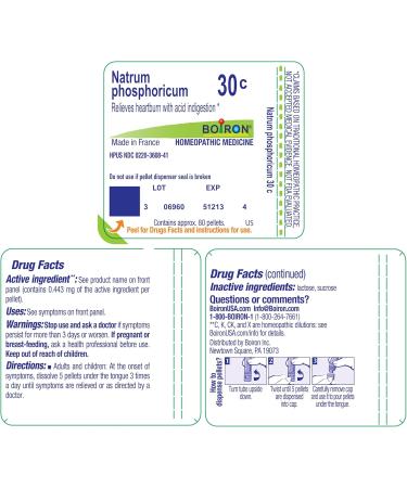 Boiron Natrum Phosphoricum 30C for Heartburn with Acid Indigestion - 80 Pellets Unflavored 80 Count (Pack of 1) - Buy Online on GoSupps.com