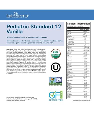 Kate Farms Pediatric Standard 1.2 Formula - Vanilla 1.2 cal/mL - Case of 12 | Nutritional Supplement Drinks for Kids - Buy Online on GoSupps.com