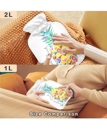 Naanle Colorful Pineapple Watercolor Heat Bottle | 2L Large Warm-Up Bag for Pain Relief & Therapy - Bed Hands Feet - Transparent Design - Buy Online on GoSupps.com
