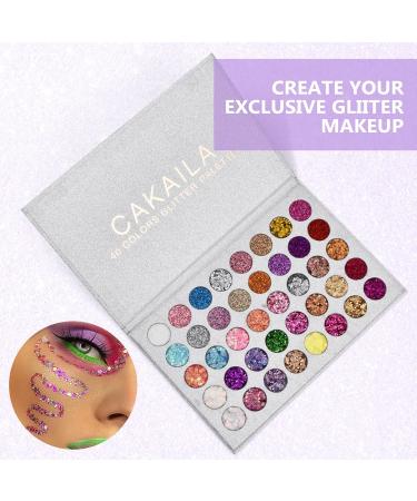 Emperoch 40 Colors Glitter Eyeshadow Palette Waterproof Glitter Shimmer Eyeshadow Makeup Palette 40 Blendable Neon Eyeshadow Makeup Palette with Highly Pigmented Glitters for Face Body - Buy Online on GoSupps.com
