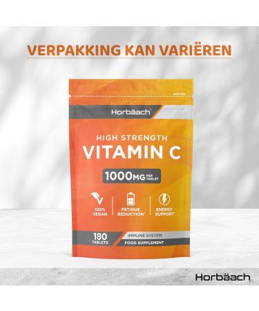 Vitamin C 1000 mg pro tablet 6 Month Supply 180 Vegan Tablets Immune system from Horbaach - Buy Online on GoSupps.com