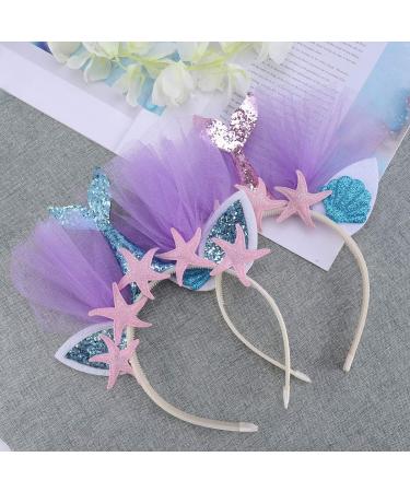 Lurrose Mermaid Headband - Glitter Hairband Party Accessory for Kids | Blue Starfish Hair Accessories - Buy Online on GoSupps.com
