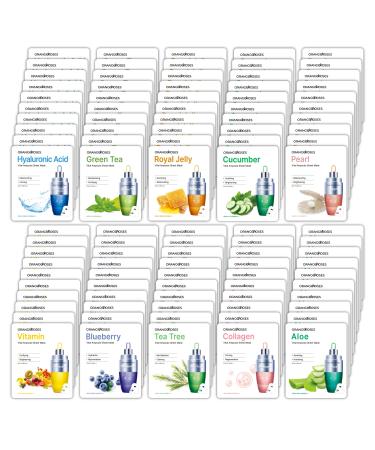 OBS lab Orangeroses 100 Pcs Korean Essence Mask Sheets (10 x 10 Types) New Upgraded Formula and Mask Sheet with Release Paper  Korean Face Mask Skincare