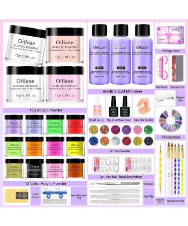 Large Professional Acrylic Nail Kit Set with Everything for Beginners - Nail Powder, Supplies, Brush, Practice Hand (Multicolor) - Buy Online on GoSupps.com