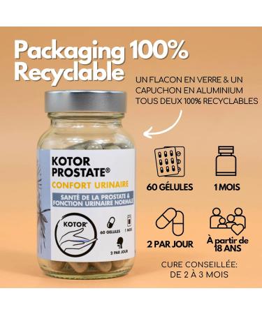KOTOR PROSTATE | Urinary Disorders BPH Frequent Urge to Urinate | Natural & French Complex | Stinging Nettle + Dwarf Palm + African Plum | 60 Capsules | 1 Month - Buy Online on GoSupps.com