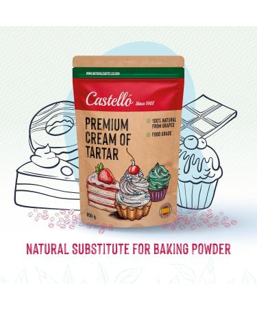 Cream of Tartar - 100% Natural - Premium Food Grade - Natural Baking Powder Substitute - Gluten Free - Phosphate Free - Keto and Paleo - GMO Free - Castello since 1907-850 g - Buy Online on GoSupps.com