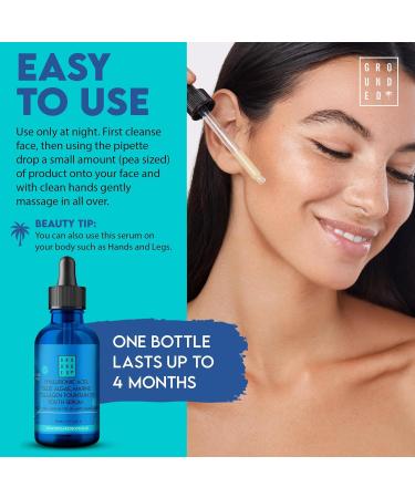 Grounded Hyaluronic Acid Serum - 50ml Large | Formulated with Blue Algae Marine Collagen Vitamin C & Biotin | Super Anti Ageing Face Solution | Targets Wrinkles Fine Lines & All Signs of Ageing - Buy Online on GoSupps.com