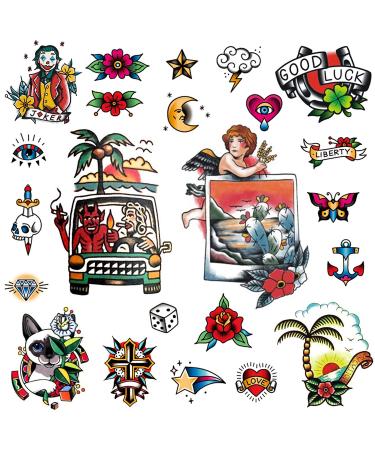 CARGEN Vintage Temporary Tattoo Sailor Jerry Temporary Tattoos Traditional Tattoo Cool Classic Old School Stickers For Men Women For Boys Girls For Party great